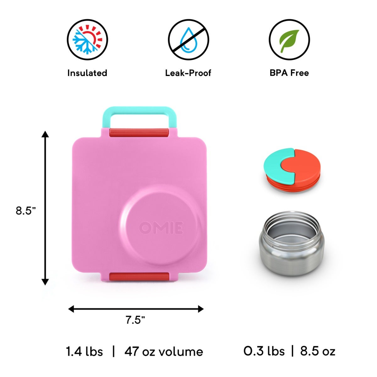 OMIELIFE BOX THERMOS 250ML PINK BERRY