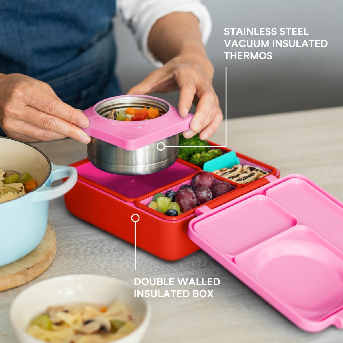OMIELIFE BOX THERMOS 250ML PINK BERRY