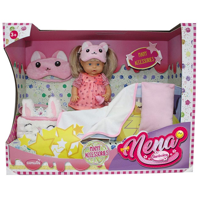 BAMBOLINA 36CM BABY NENA WITH BED AND ACCESSORIES
