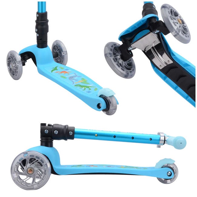 BOLDCUBE 3-WHEEL FOLDING SCOOTER TEENY DINOSAUR BLUE