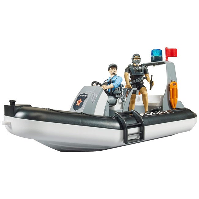 BRUDER BWORLD POLICE BOAT WITH ROTATING BEACON LIGHT