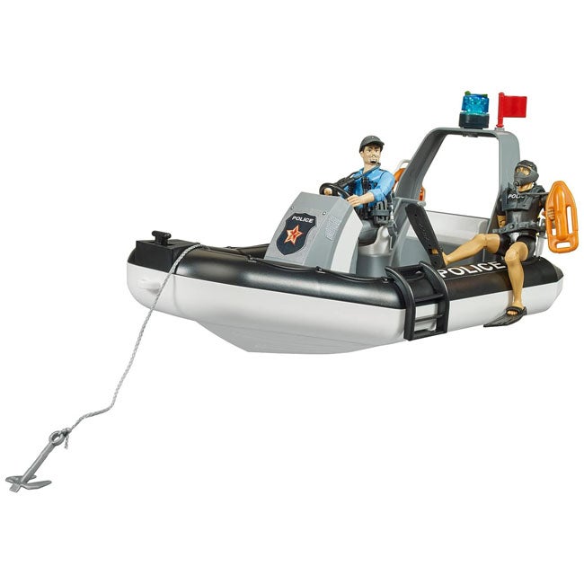 BRUDER BWORLD POLICE BOAT WITH ROTATING BEACON LIGHT