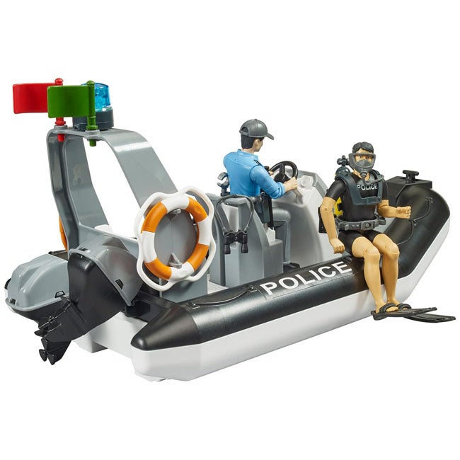 BRUDER BWORLD POLICE BOAT WITH ROTATING BEACON LIGHT