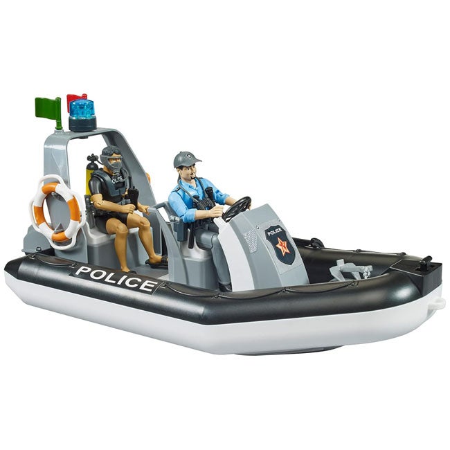 BRUDER BWORLD POLICE BOAT WITH ROTATING BEACON LIGHT