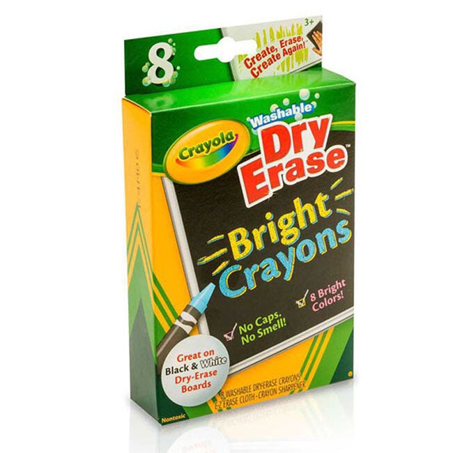 CRAYOLA 8-COUNT DRY-ERASE CRAYONS BRIGHTS LARGE SIZE