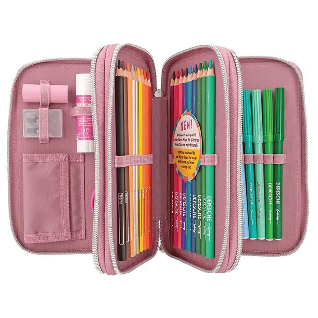 TOP MODEL TRIPLE PENCIL CASE GLITTER QUEEN
