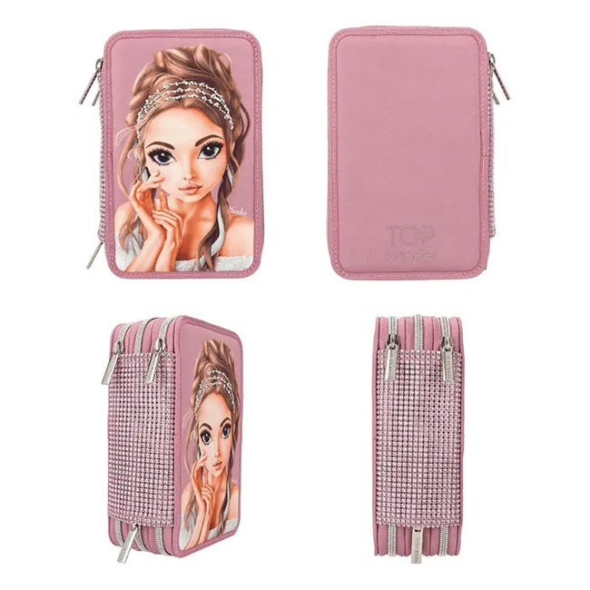 TOP MODEL TRIPLE PENCIL CASE GLITTER QUEEN