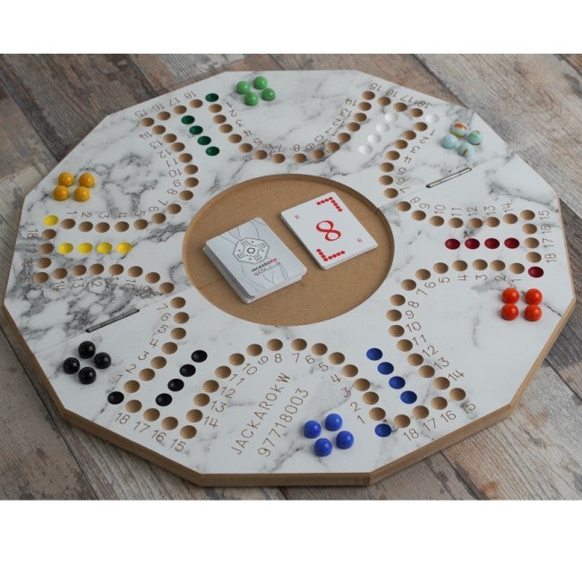 JACKAROO 6 PLAYERS FOLDABLE AND NUMBERED BOARD GAME - MARBLE