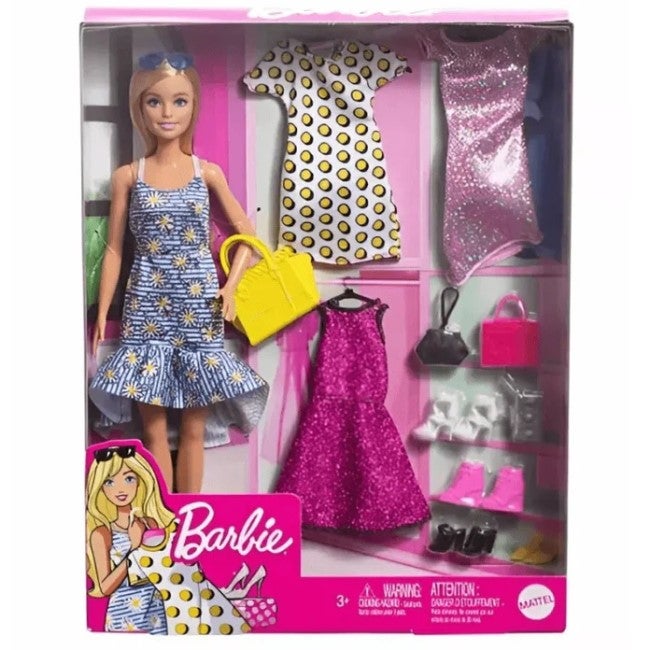 BARBIE FASHIONISTAS DOLL WITH 4 DRESSES AND ACCESSORIES