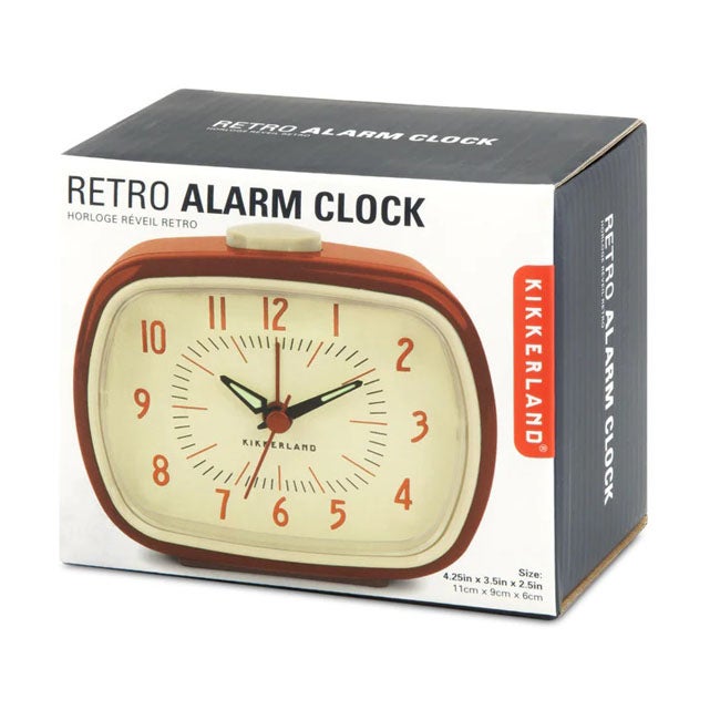 KIKKERLAND RETRO ALARM CLOCK GLOW IN THE DARK RED