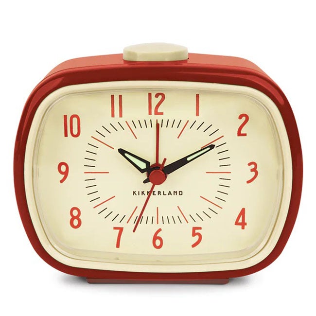 KIKKERLAND RETRO ALARM CLOCK GLOW IN THE DARK RED