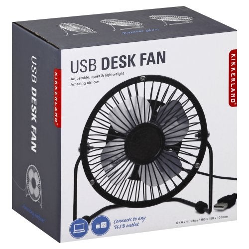 KIKKERLAND USB METAL DESK FAN - BLACK