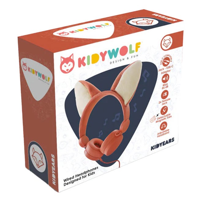 KIDYWOLF KIDYEARS WIRED HEADPHONES FOX