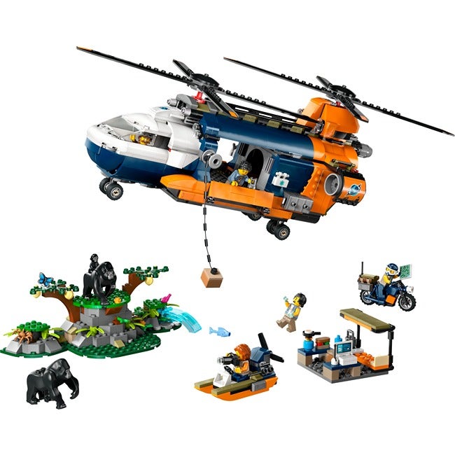 LEGO CITY JUNGLE EXPLORER HELICOPTER AT BASE CAMP