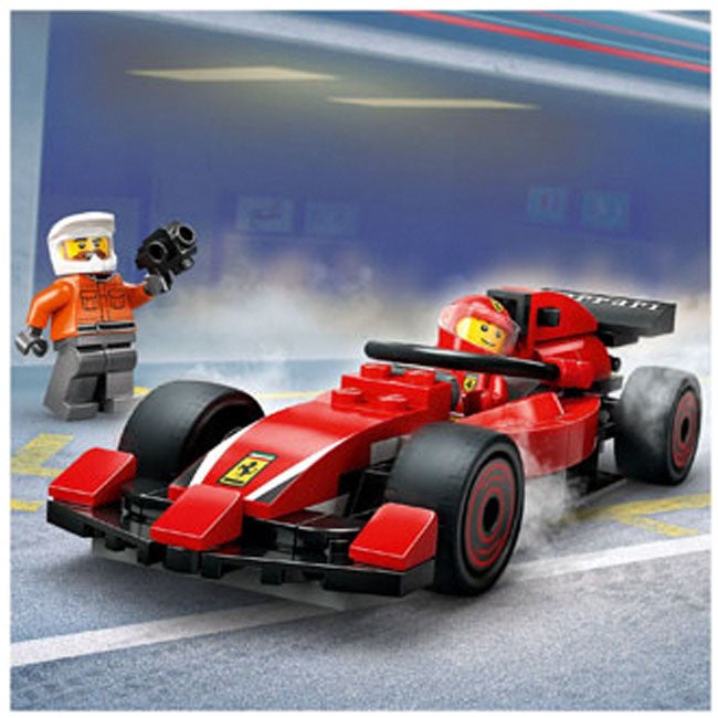 LEGO CITY F1 PIT STOP AND PIT CREW WITH FERRARI CAR