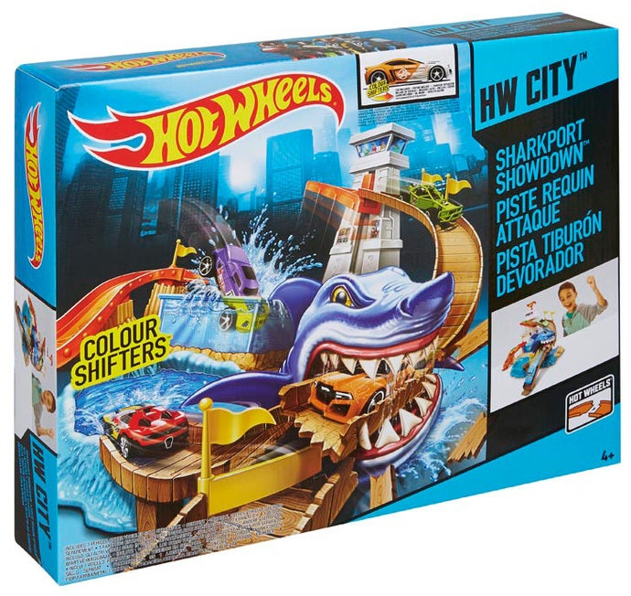 HOTWHEELS CITY COLOR SHIFTERS SHARKPORT SHOWDOWN PLAYSET