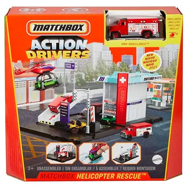 MATCH BOX ACTION DRIVERS HELICOPTER RESCUE PLAYSET
