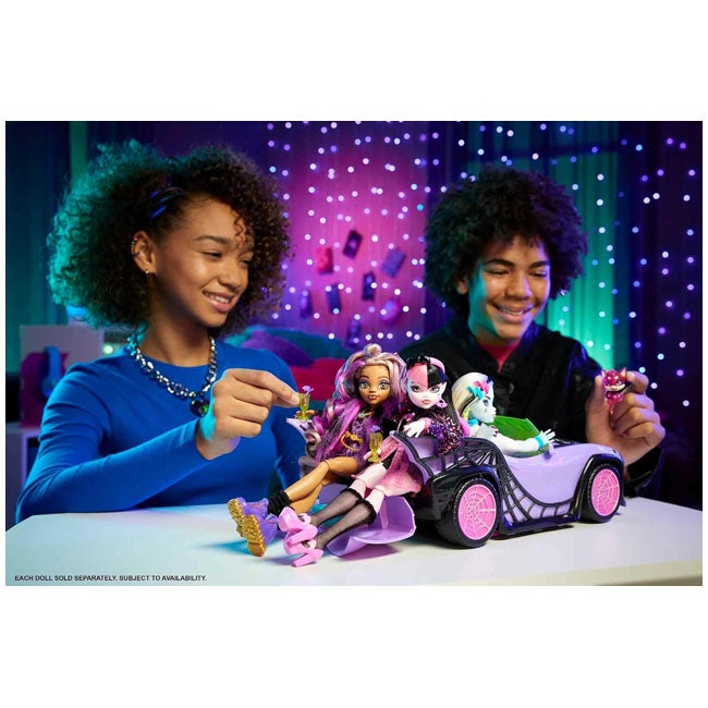 MONSTER HIGH TOY CAR GHOUL MOBILE WITH PET AND COOLER ACCS