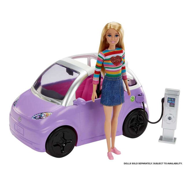 BARBIE CAR ELECTRIC VEHICLE WITH CHARGING STATION