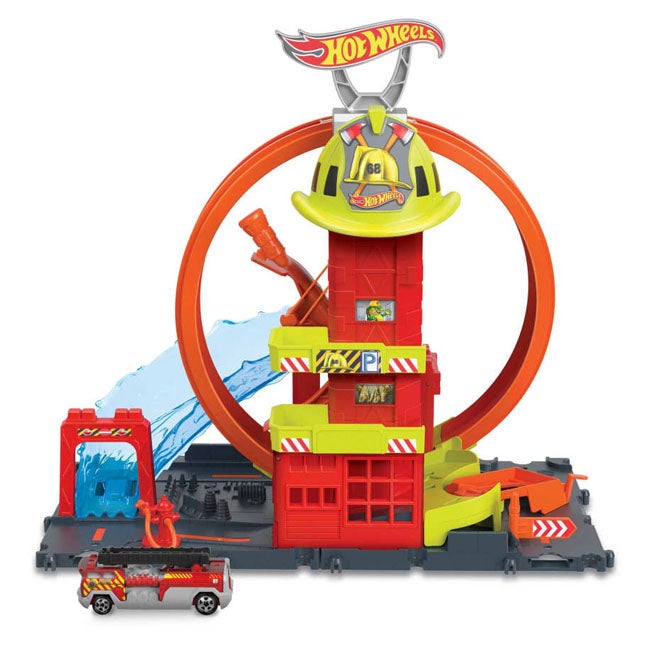 HOT WHEELS CITY SUPER LOOP FIRE STATION PLAYSET