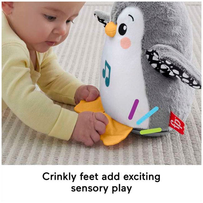 FISHER PRICE FLAP AND WOBBLE PENGUIN PLUSH W/MUSIC