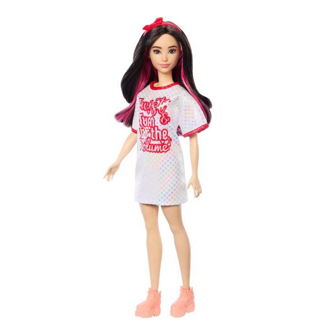 BARBIE FASHIONISTAS DOLL RED MESH DRESS