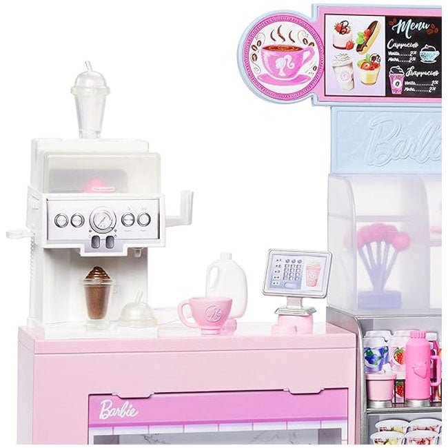 BARBIE COFFEE SHOP PLAYSET WITH BLONDE BARISTA DOLL