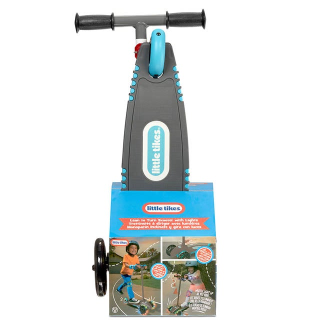 LITTLE TIKES LEAN TO TURN SCOOTER WITH LIGHTS TEAL & GREY