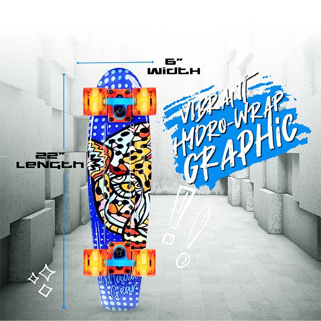 MADD GEAR 22-INCH SAHARA RETRO W/ LIGHT UP WHEELS SKATEBOARD