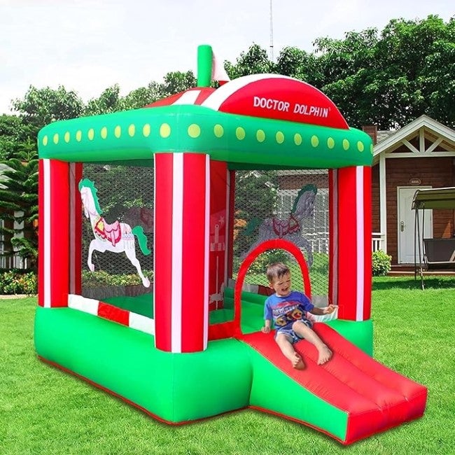 DR. DOLPHIN HORSE BOUNCER WITH SLIDE - 280X195X240CM