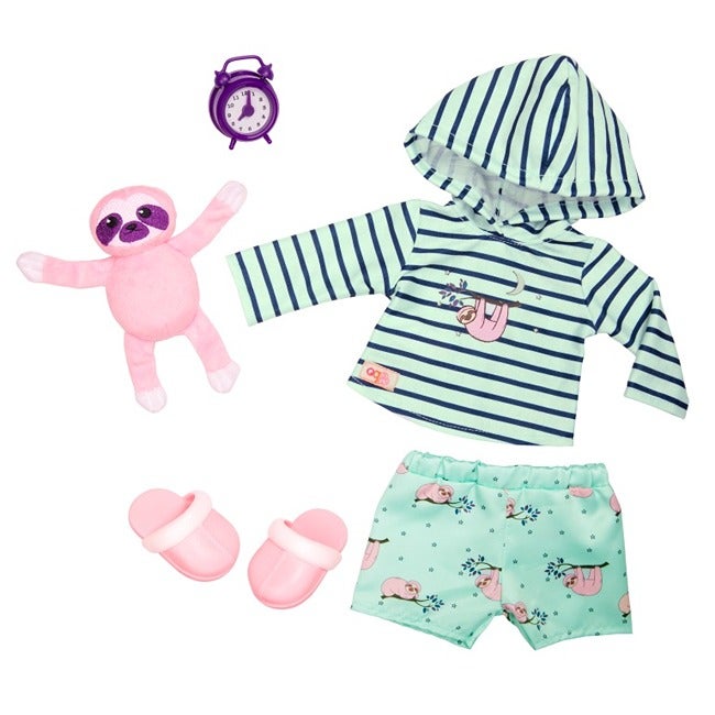 OUR GENERATION SLOTH PAJAMA DELUXE OUTFIT