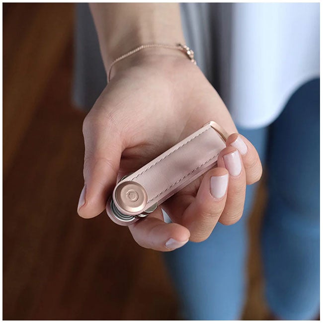 ORBITKEY ORGANISER LEATHER BLUSH WITH BLUSH STITCHING