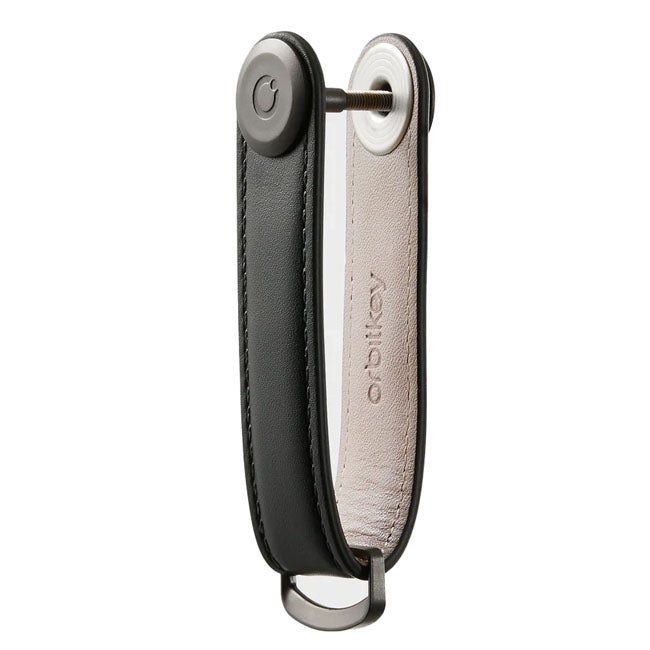 ORBITKEY ORGANISER LEATHER BLACK WITH BLACK STITCHING