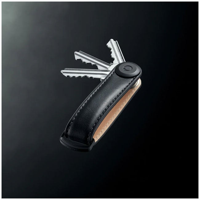 ORBITKEY ORGANISER LEATHER BLACK WITH BLACK STITCHING