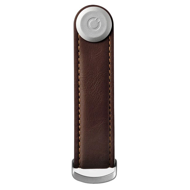 ORBITKEY ORGANISER LEATHER ESPRESSO WITH BROWN STITCHING