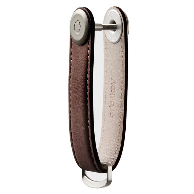 ORBITKEY ORGANISER LEATHER ESPRESSO WITH BROWN STITCHING