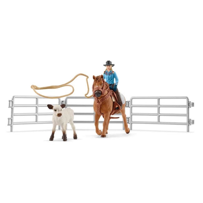 SCHLEICH COWGIRL TEAM ROPING FUN PLAYSET