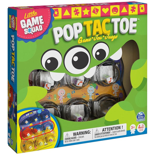 SPINMASTER LITTLE GAME SQUAD POP TAC TOE BOARD GAME