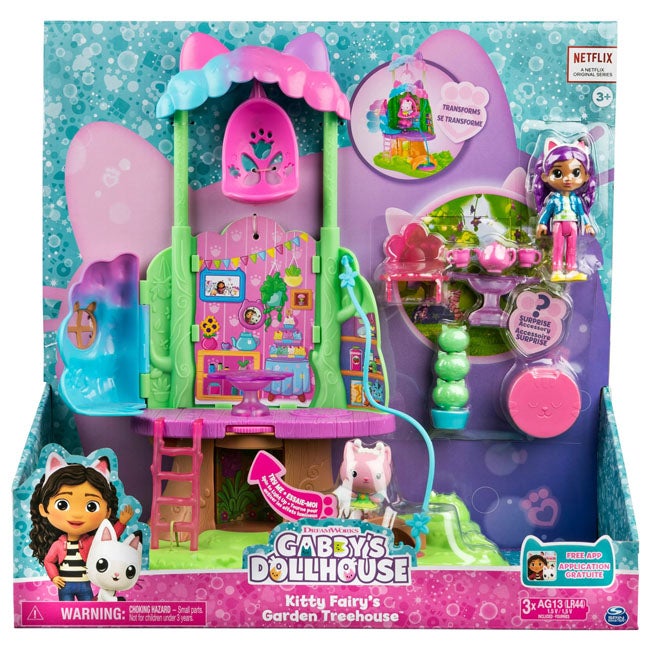 GABBY'S DOLLHOUSE KITTY FAIRY GARDEN TREEHOUSE