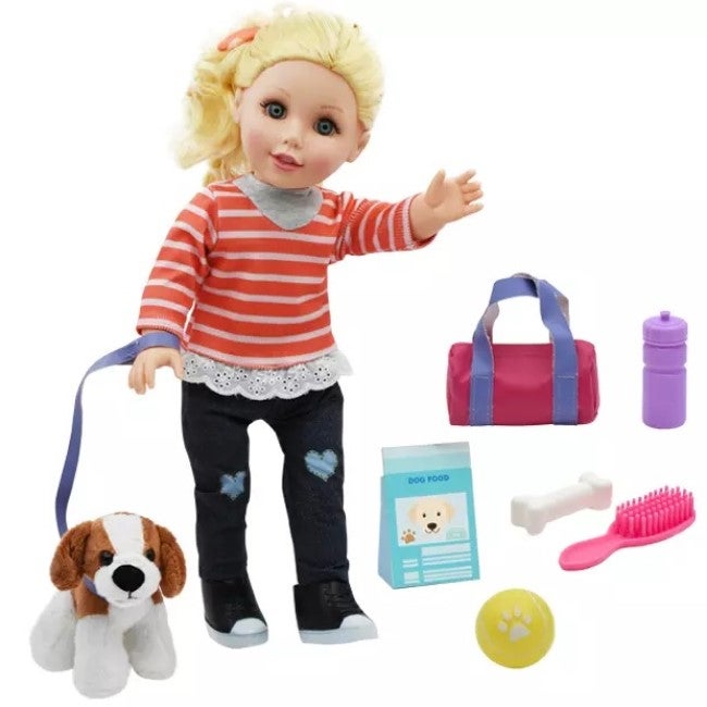 BABY MAZIUNA 18-INCH STYLE GIRLS DOG WALKER SET