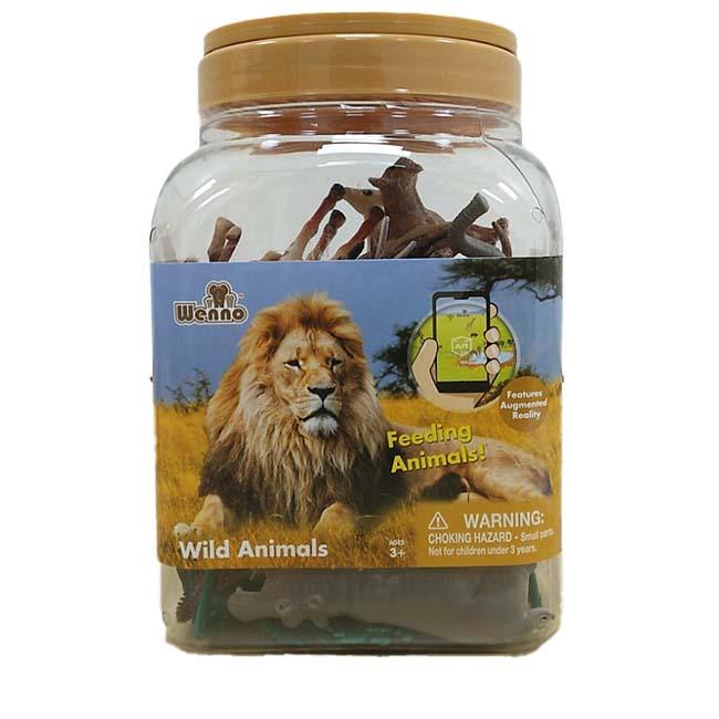 WENNO 30 PCS WILD ANIMALS PLAYSETS IN 3.2L BUCKET