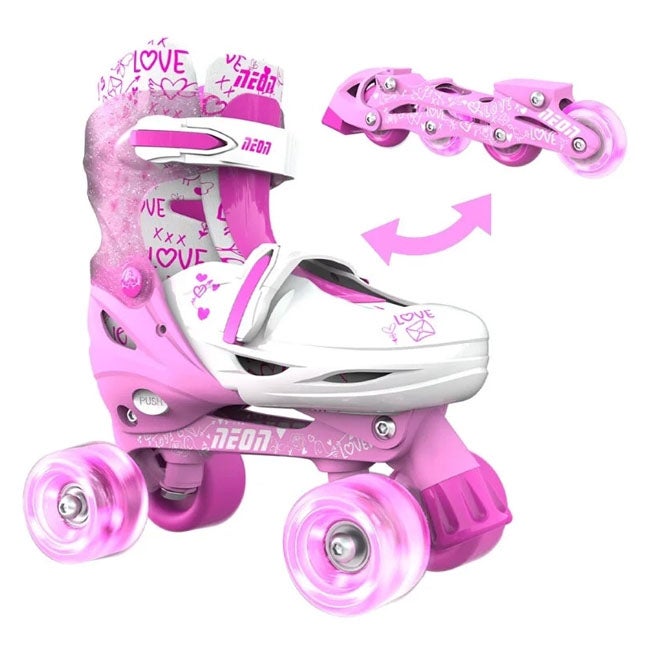 YVOLUTION 3-6 PINK NEON COMBO SKATES