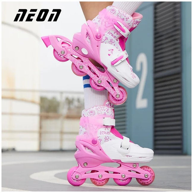 YVOLUTION 3-6 PINK NEON COMBO SKATES