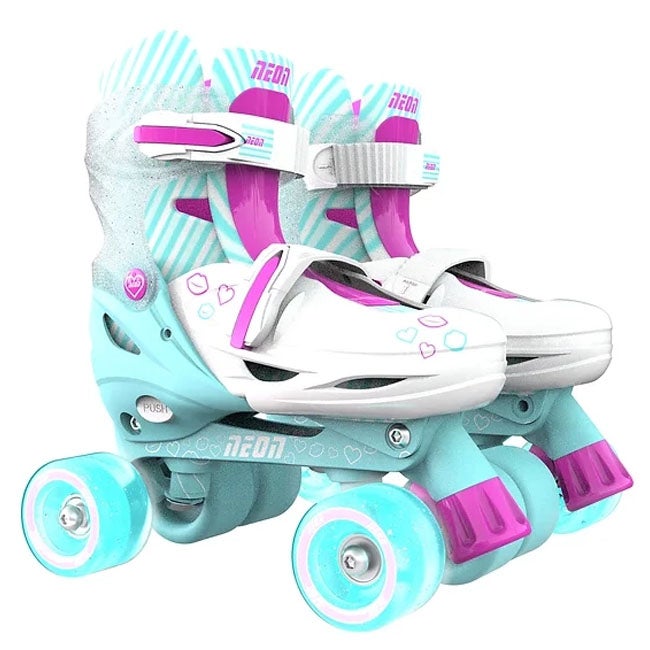 YVOLUTION 3-6 TEAL/PINK NEON COMBO SKATES