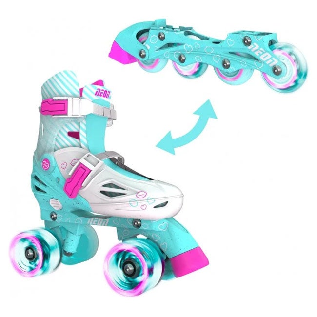 YVOLUTION 3-6 TEAL/PINK NEON COMBO SKATES