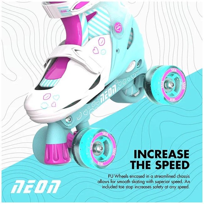 YVOLUTION 3-6 TEAL/PINK NEON COMBO SKATES