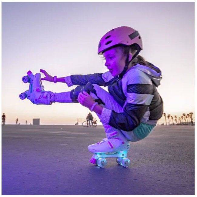 YVOLUTION 3-6 TEAL/PINK NEON COMBO SKATES